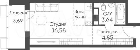 Квартира-студия, 27 м², 23/24 эт.
