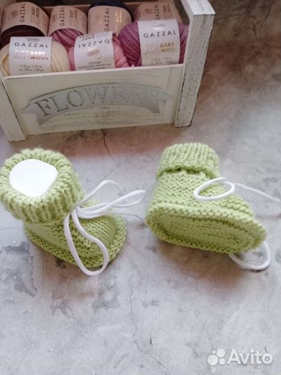 Пинетки вязаные для новорожденных