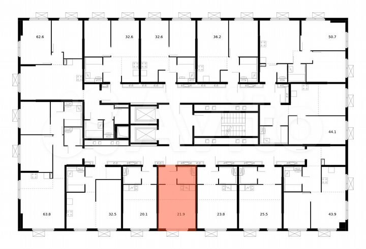 Квартира-студия, 21,9 м², 12/17 эт.