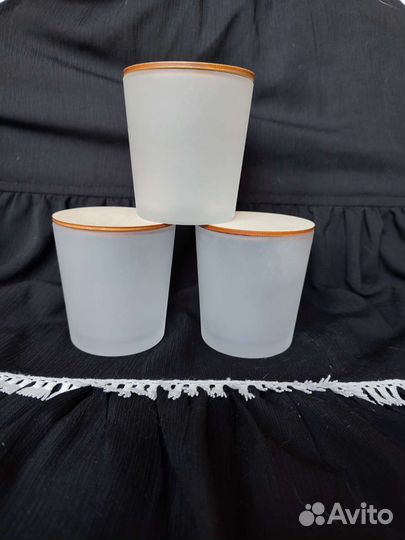 Стакан для свечей с крышкой матовый 220мл