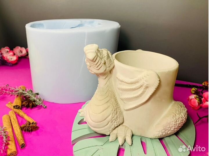 Силиконовая форма молд кашпо ваза горыныч