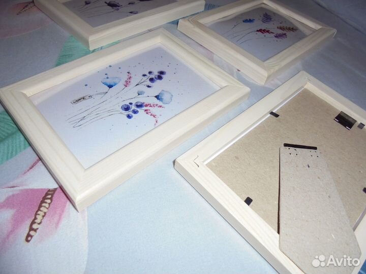 Наб 4 панно 13х17 в дерев рамке Луговые травы