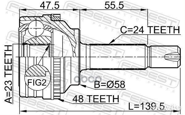 ШРУС наружный 23x58x24 (toyota yaris NCP1#/NLP1