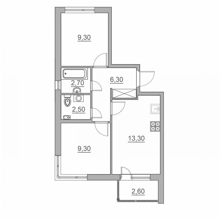 3-к. квартира, 46 м², 1/6 эт.