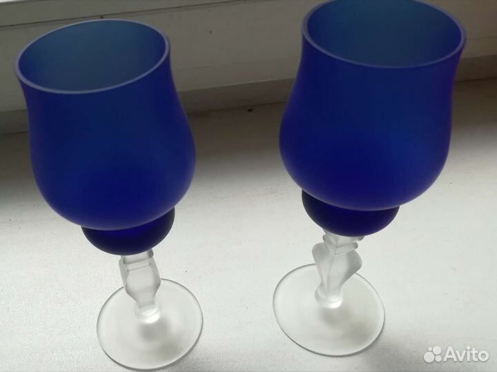 Хрустальные синие фужеры времен СССР