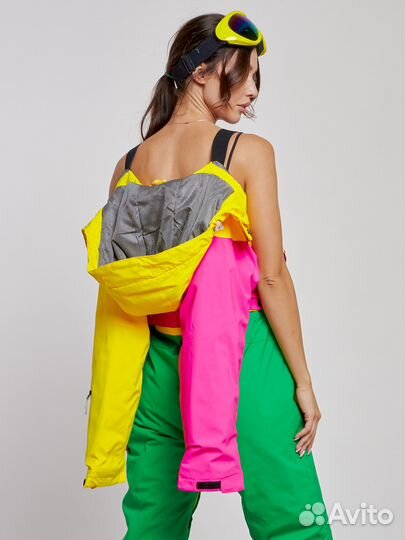 Горнолыжный комбинезон женский зимний желтого цвет
