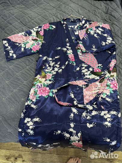 Халат женский длинный шелковый