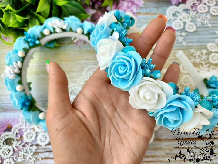 Ободок (обруч) с цветами