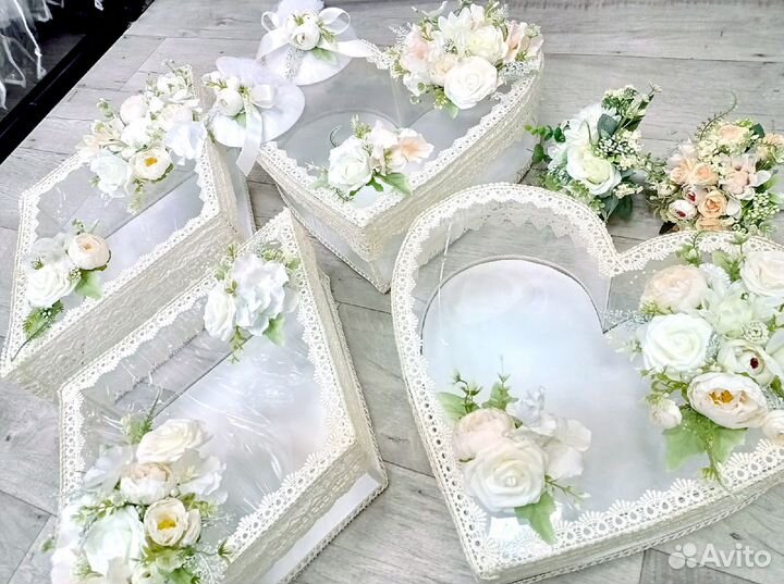 Свадебная корзинка / Хонча (прозрачная с цветами)