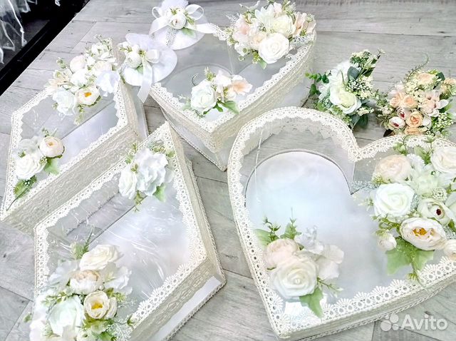 Свадебная корзинка / Хонча (прозрачная с цветами)