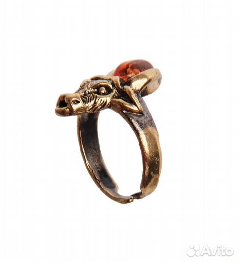 Кольцо Бык (латунь, янтарь) A2163149
