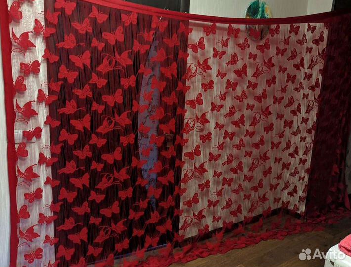 Штора тюль бордово-красная Ширина 3м, длина 2.3м