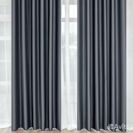 Портьеры блэкаут Марсель Серый шторы
