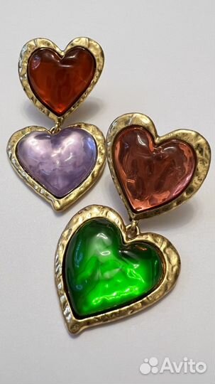 Модные крупные серьги сердца ассиметрия zara