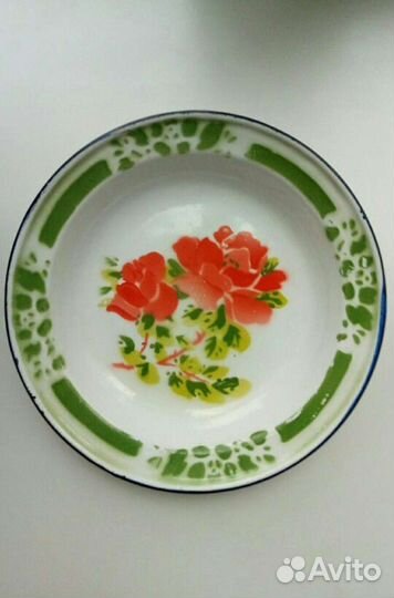 Тарелка эмалированная противень Винтаж