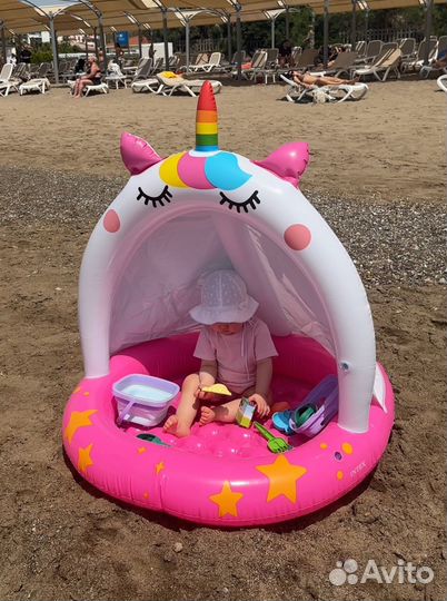 Детский надувной бассейн с навесом