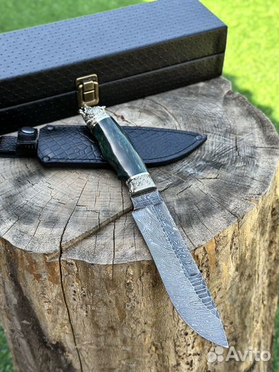 Нож из дамасской стали медведь