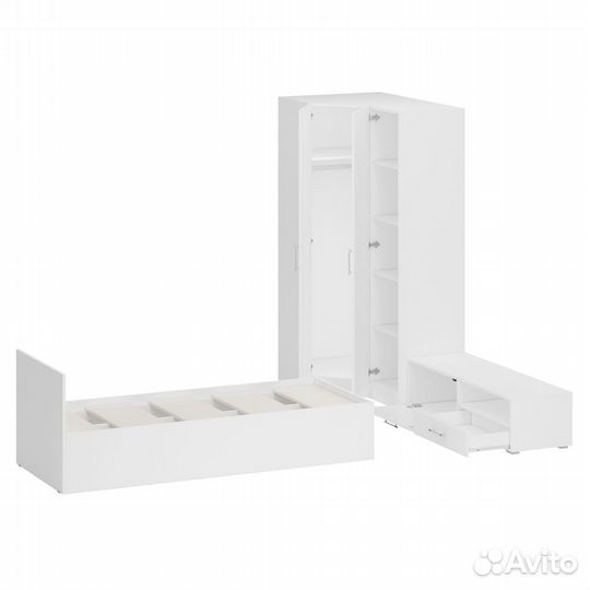 Мебель для спальни белая Стандарт № 4 Стандарт с кроватью 800, цвет белый, спальное место 800х2000 м