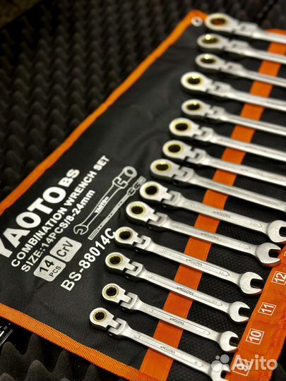 Набор ключей с трещоткой на шарнире 14 Yaoto