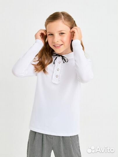 Блузка детская для девочек белый 164 см