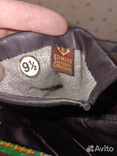 Мужские кожаные перчатки 9.5 размер зимние