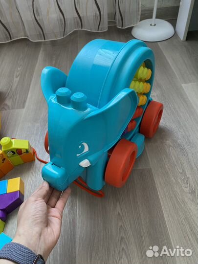 Mega Bloks тележка+Слон+конструктор 86 шт