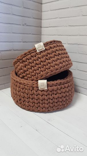 Набор вязаных корзин