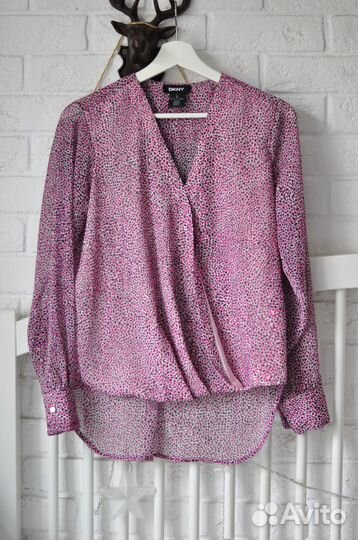 Dkny блузка леопард розовый