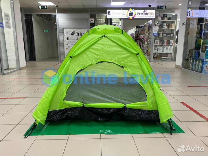 Палатка 3 места 1 слой Ecos Walk 2+ зеленая