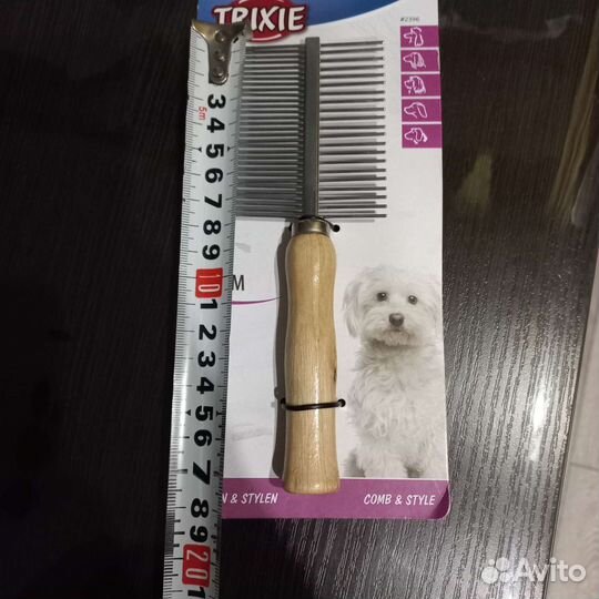 Расческа для собак с деревянной ручкой 18 см