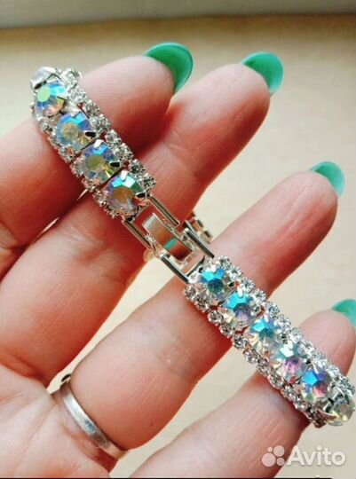 Теннисный браслет с посеребрением