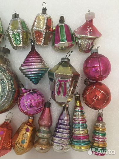 Елочные игрушки СССР Часы фонарь пирамидки