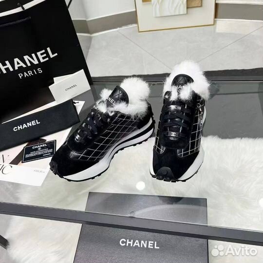 Кроссовки Кеды Chanel на меху Зима Размер 36-41