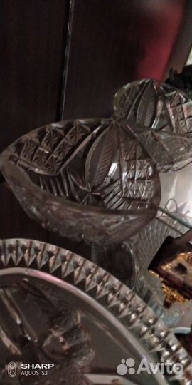 Посуда СССР хрустальные бокалы,рог хрустальный,тд