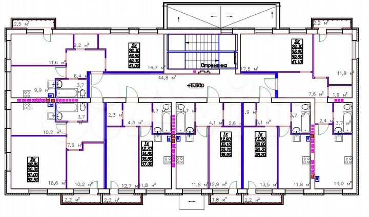 2-к. квартира, 52,5 м², 2/3 эт.