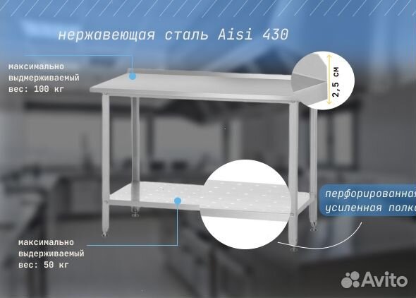 Стол из нержавеющей стали новый