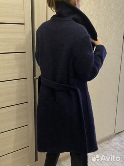 Пальто темно синее с запахом