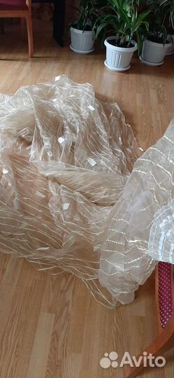 Шторы тюль золотистые 6 м