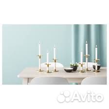 Набор подсвечников Глитриг 3 шт слоновая кость