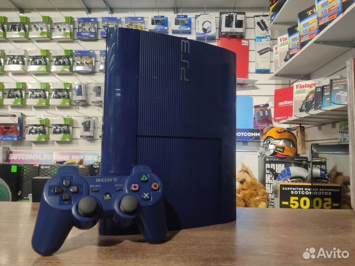 PS3 500GB Blue прошитая + 50игр, в идеале