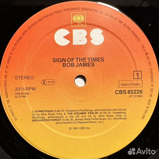 Bob James – Sign Of The Times (Голландия 1981г.)
