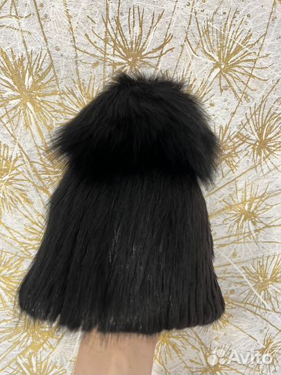 Шапка норковая вязаная