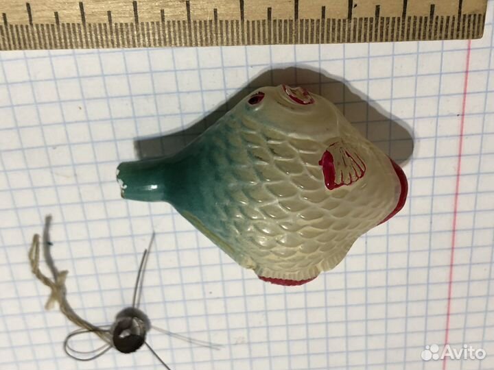 Новогодняя елочная игрушка рыба времен СССР