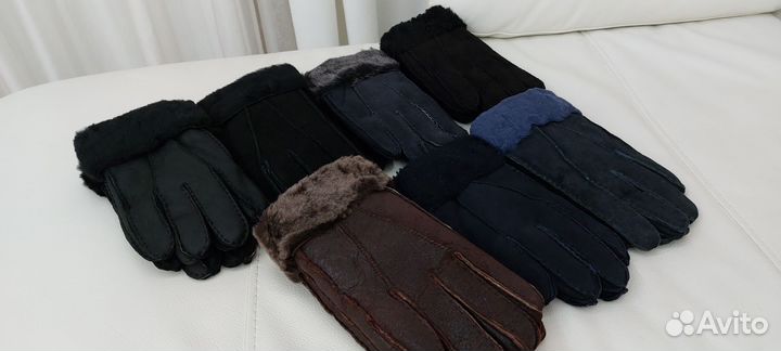 Мужские натуральные дублёные перчатки новые
