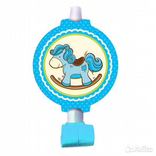 Язычок-гудок с карточкой Лошадка Малыш голубая, 60