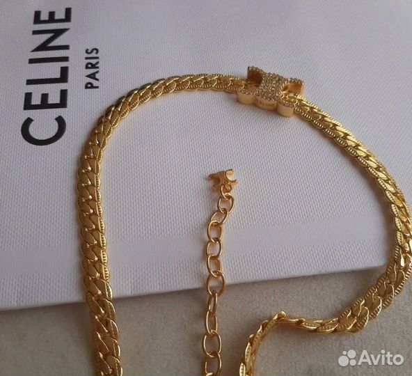 Цепь чокер колье Celine золот