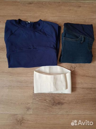 Вещи для беременных. Бандаж, джинсы, толстовка