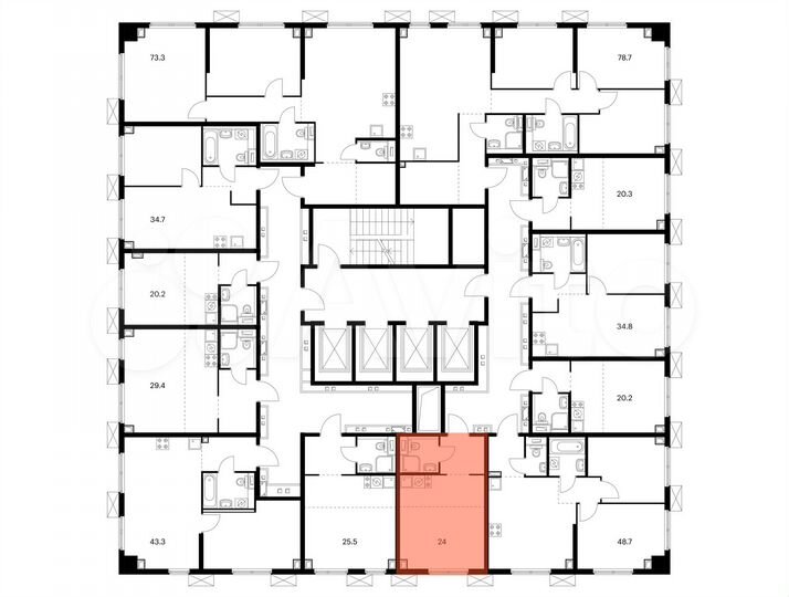 Квартира-студия, 24 м², 3/33 эт.