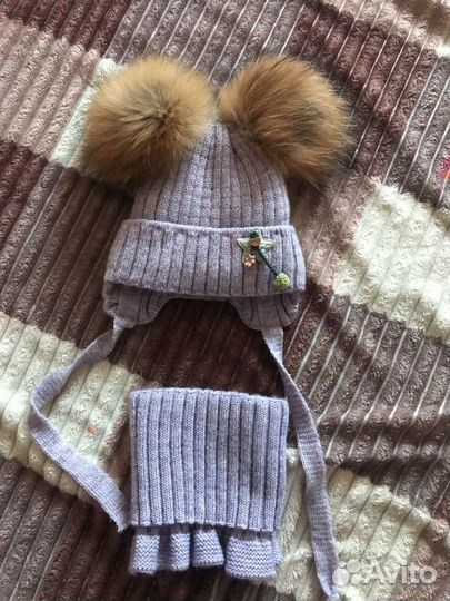 Комплект шапка и шарф для девочки
