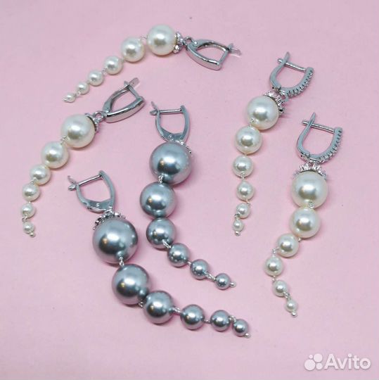 Длинные серьги с жемчугом Swarovski